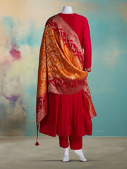 Embroidered Art Silk Kurta With Pant & Dupatta