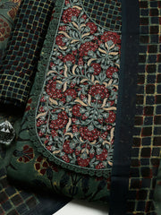 Embroidered Cotton Blend Unstitched Suit With Pant & Dupatta