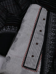 Patch Neck Cotton Blend Unstitched Suit With Dupatta