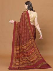 Floral Printed Crepe Woven Saree