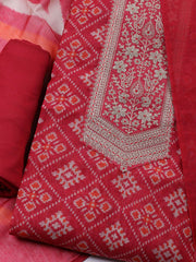 Embroidered Chanderi Unstitched Suit With Dupatta
