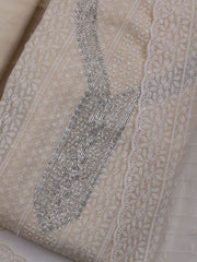 Chikan Work Georgette Unstitched Suit With Dupatta