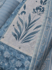 Neck Embroidered Cotton Blend Unstitched Suit With Dupatta