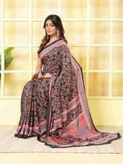 Floral Printed Crepe Saree