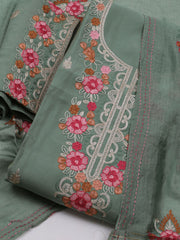 Neck Embroidered Chanderi Unstitched Suit With Dupatta