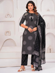 Printed Cotton Blend Kurta With Pant & Dupatta