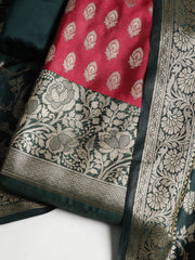 Woven Banarasi Chanderi Unstitched Suit With Dupatta