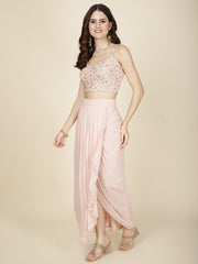 Zari Embroidery Georgette Choli With Pleated Skirt