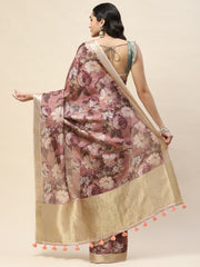 Digital Floral Printed Cotton Saree