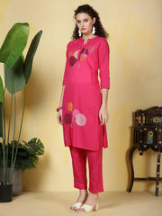 Printed Cotton Blend Kurta With Pants