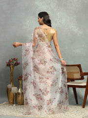 Digital Floral Printed Organza Saree