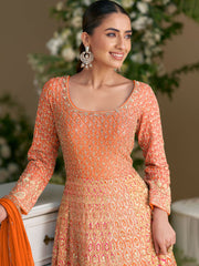 Embroidered Georgette Kurta With Pant & Dupatta