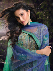 Embroidered Chinon Suit With Pant & Dupatta