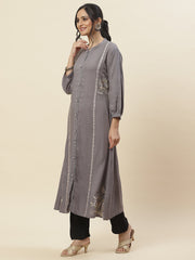 Embroidered Plain Cotton Kurta