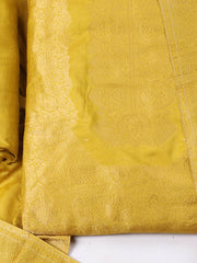 Woven Design Chanderi Mustard Unstitched Suit With Pant & Dupatta