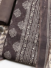 Embroidered Chanderi Unstitched Suit With Pant & Dupatta