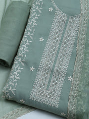 Embroidered Organza Unstitched Suit With Dupatta