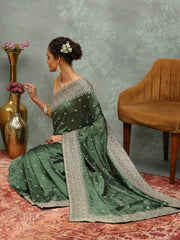 Zari Embroidered Tussar Saree