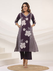 Printed Cotton Blend Kurta With Pants