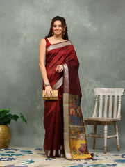 Plain Art slik Saree