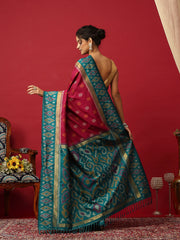 Woven Design Art Silk Rani-Green Saree