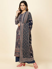 Digital Printed Crepe Kurta With Palazzo & Dupatta
