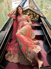 Embroidered Chinon Kurta With Pant & Dupatta