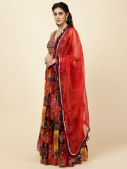 Sequence Embroidered Georgette Choli With Lehenga & Dupatta