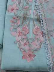 Embroidered Cotton Blend Unstitched Suit With Dupatta