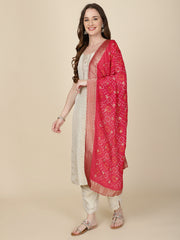 Tissue Kurta With Pants & Printed Georgette Dupatta