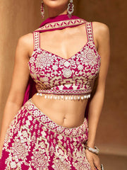 Zari Work Georgette Lehenga Choli With Dupatta