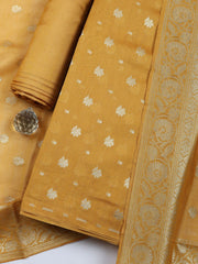 Embroidered Chanderi Unstitched Suit With Pant & Dupatta