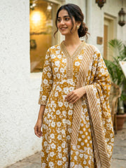 Printed Cotton Blend Suit With Pant & Dupatta