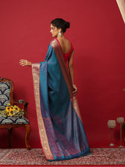 Woven Design Art Silk Lake Blue Saree