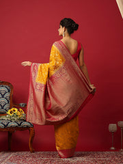 Plain Crepe Mustard-Rani Saree