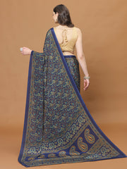 Floral Printed Crepe Woven Saree