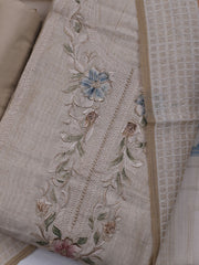 Embroidered Chanderi Unstitched Suit With Dupatta