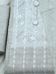 Neck Embroidered Cotton Blend Unstitched Suit With Dupatta
