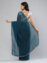 Swarovski Border Art-Chiffon Plain Saree