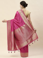 Plain Zari Border Woven Saree