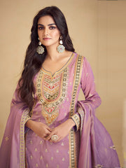 Embroidered Art Silk Suit With Pant & Dupatta