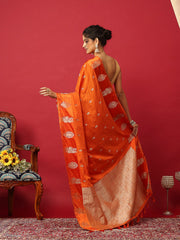 Woven Design Art Silk Orange Saree