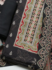 Embroidered Muslin Unstitched Suit With Pant Dupatta