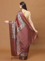 Floral Printed Crepe Woven Saree