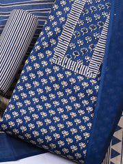 Embroidered Cotton Blend Unstitched Suit With Pant & Dupatta