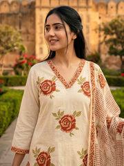 Printed Cotton Blend Kurta With Pant