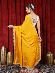 Stone & Sequn Embroidered Chinon Saree