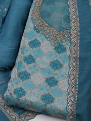 Woven Design Cotton Blend Unstitched Suit With Dupatta