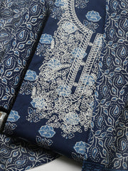 Embroidered Cotton Blend Ustitched Suit With Pant & Dupatta