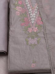 Embroidered Chanderi Unstitched Suit With Dupatta